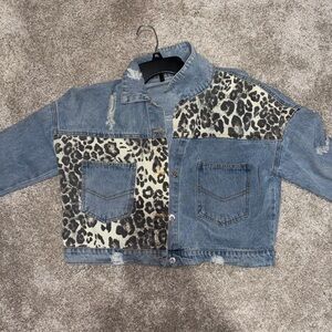 Leopard Print Denim Jacket